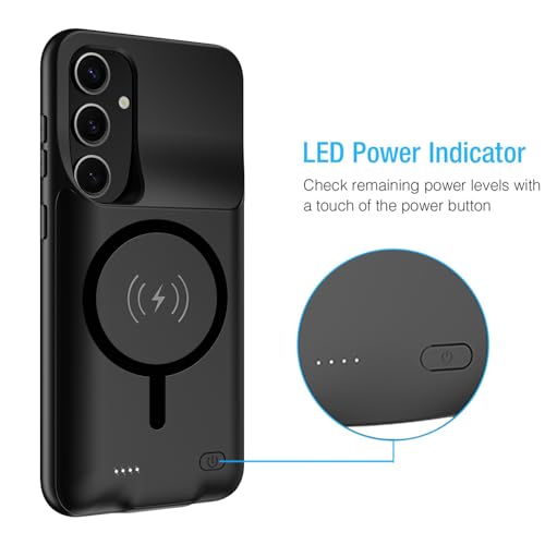 Image of Battery Case for Galaxy S25 FE, Upgraded 12000mAh Portable Protective Wireless Charging Case Compatible with Galaxy S25 FE 5G (6.7 inch) Rechargeable Extended Battery Pack Charger Case (Black)
