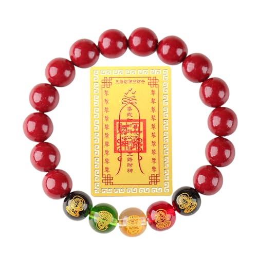 Chinese Feng Shui Good Luck and Wealth Bracelet for Women Red Cinnabar Bead Lucky Bracelets Used to Bring Wealth Success Money Wealth and Lucky Protection Amulet Taisman Attract Wealth Money Feng Shui Jewelry(10mm)