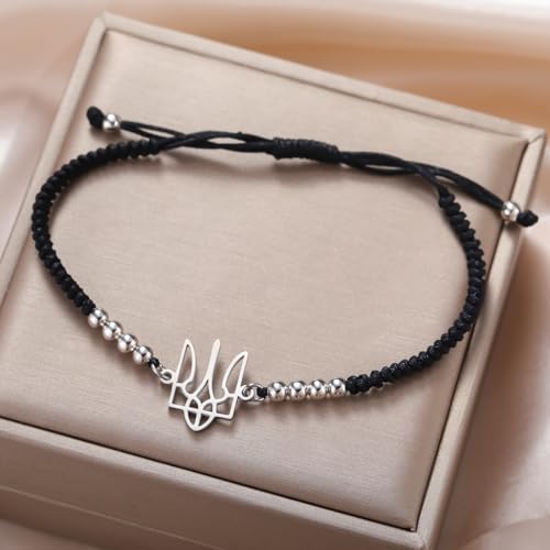 Dreamtimes Ukrainian Symbol Bracelet for Women Ukraine Bracelet for Men Ukraine Trident Inspired Gifts Ukrainian Remembrance Jewelry (Black-S) by Dreamtimes - Used condition - Image 4