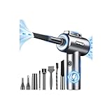 Compressed Air Duster, 110000RPM Ultra-Powerful Electric Air Duster with LED Light, 3-Speed Adjustable, Rechargeable Cordless Mini Blower for Computer, Keyboard, Car, PS5, Outdoor & Home Cleaning