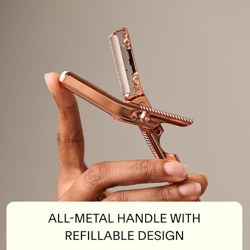image for Leaf Shave | The Leaf Dermaplaner Kit, Rose Gold - All-Metal Facial Ra