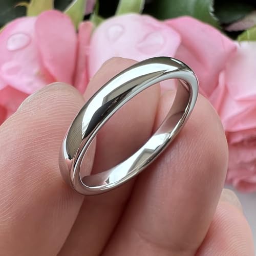 Image of TUTISS 2mm 3mm 4mm 5mm 6mm 7mm 8mm 10mm White Tungsten Rings for Men Women Engagement Wedding Bands Domed Polished Shiny Comfort Fit