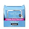Neutrogena Makeup Remover Cleansing Face Wipes, Daily Cleansing Facial Towelettes to Remove Waterproof Makeup and Mascara, Alcohol-Free, Value Twin Pack, 25 count, 2 Pack