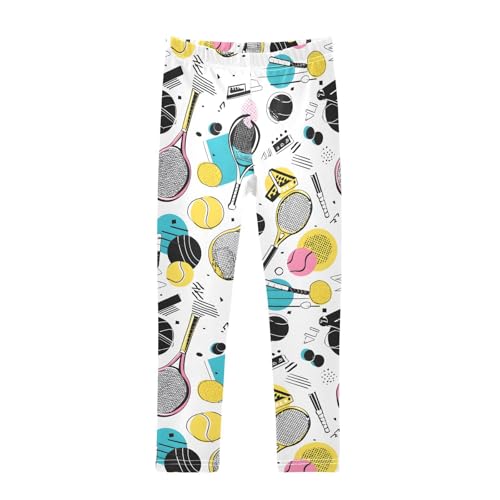 Tennis Abstract Design Girls Leggings Soft Stretch Workout Yoga Dance Pants for Kids Casual Tights
