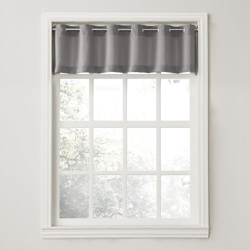 No. 918 Montego Casual Textured Semi-Sheer Grommet Kitchen Curtain Valance, 56