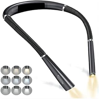 Neck Reading Light, Book Light for Reading in Bed at Night, USB Rechargeable Neck Light, 3 Colours & 3 Brightness Levels, Neck Book Light Perfect for Reading/ Crafting/ Knitting/ Repairing