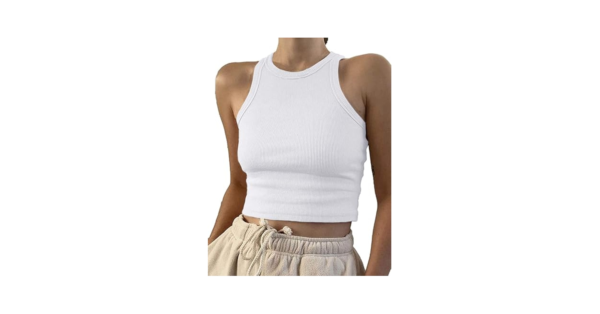 CITASHION 95% Cotton Crop Ribbed Racerback Tank Tops for