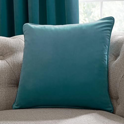 Laurence Llewelyn-Bowen Velvet Cushion – Teal Blue Luxury Throw Pillow – 43x43cm Soft Decorative Cushion with Filling – Montrose Collection – Elegant Accent for Sofa, Bed or Chair
