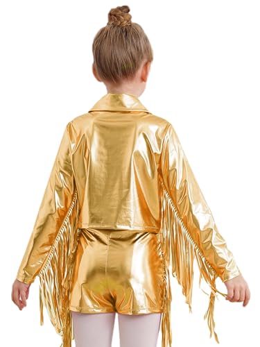 Fringe Jacket for Girls Hip Hop Jazz Dance Cropped Tops Kids Long Sleeve Zipper Coat Sparkle Tassels Outwear2