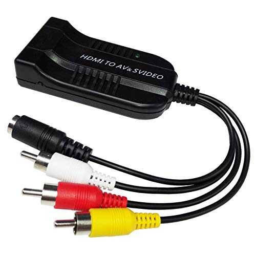 1080p HDMI to Male AV/S Video Adapter S-Video,HDMI2AV+S CVBS Video Converter, HDMI to Male AV&S Video RCA HDMI2AV Converter 1080P HD Video Converter Box High Definition Multimedia