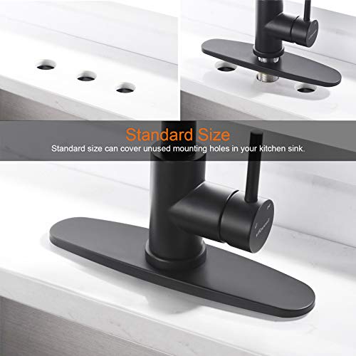 Sink Faucet, Black Kitchen Faucet With Pull Down Sprayer Vfauosit Commercial Stainless Steel Laundry Single Handle Pull Out Kitchen Faucets With Deck Plate, With Matte Black Deck Plate #TOP5