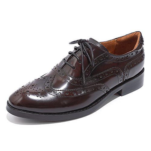 Image of Mona flying Women's Leather Perforated Lace-up Oxford Brogue Wingtip Shoes