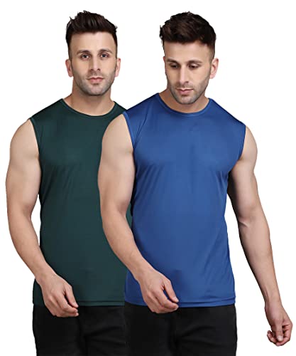 Image of Men's Regular Fit Sleeveless T-Shirt (Pack of 2)