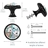 HEOEH 4 Pack Black Cabinet Knobs, Rustic Teal Turquoise Daisy Drawer Knob Cupboard Handles with 2 Sizes Screws, Round Single Hole for Kitchen, Dresser, Wardrobe, Chest of Drawers, Furniture #2