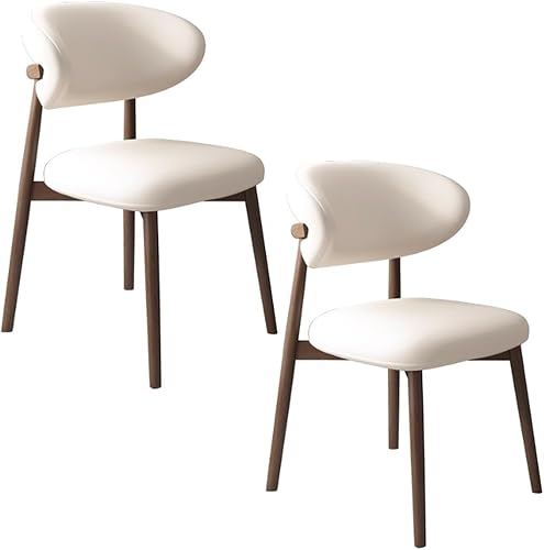 YVYKFZD Juego de sillas de comedor, sillas de cocina tapizadas, silla de comedor con patas de madera y respaldo curvo, silla de cuero para sala de