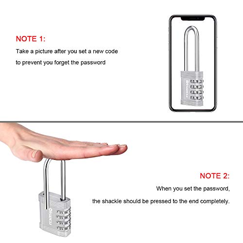 Disecu 2.7 Inch Long Shackle 4 Digit Combination Lock And Outdoor Waterproof Padlock For Gym Locker, Cabinet, Gate, School, Fence (Silver, 1 Pack) #TOP6
