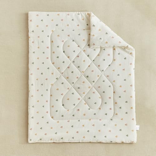 Image of DuShow White Star Toddler Bedding Set,4 Pieces Reversible Toddler Comforter Set,Ultra Soft Crib Bed Set for Girls and Boys,Including Comforter,Sheets and Pillowcase