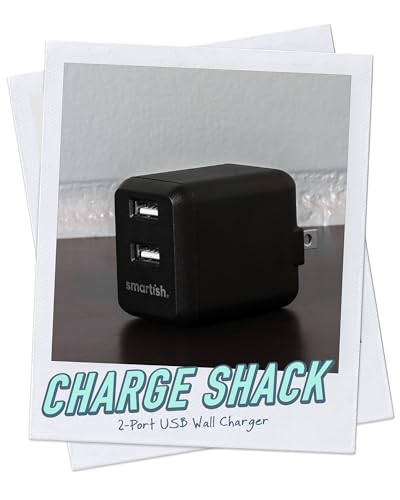 Image of Smartish 2 Port USB Wall Charger - Charge Shack Maximum Speed 4.8 Amp Quick Charger Compatible with iPhone Android and All USB Devices (Silk) - Black