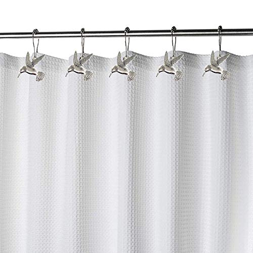 Zilucky Hummingbird Shower Curtain Hooks Rings Bird Garden Nature Spring Theme Decoration Stainless Steel Rustproof Set Of 12 (Silver) #TOP5