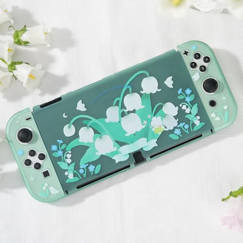 GeekShare Protective Case for Switch OLED Hard Protective Shell Slim Cover Case Compatible with Nintendo Switch OLED and Joy Con - Lily of The Valley - Image 5