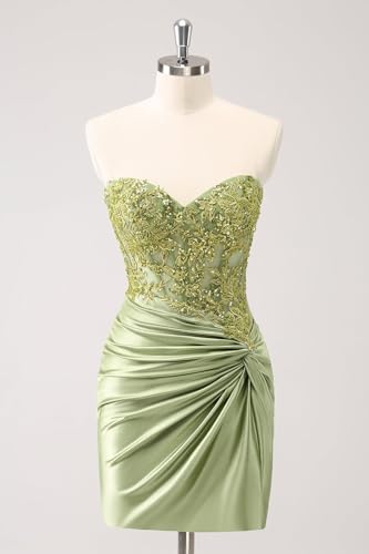 Strapless Homecoming Dresses 2025 Lace Appliques Corset Satin Tight Backless Short Prom Dresses for Teens2