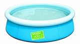 Piscina redonda soportada por el anillo superior inflable.