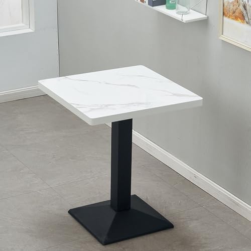 Mesa de Comedor Cuadrada Para Restaurante，mesa Auxiliar Para Espacios Pequeños, Mesa Para Tienda de Té Con Leche，mesa Comedor de Imitación Mármol Con Base de Acero Inoxidable, Mesa de Centro Para Oc