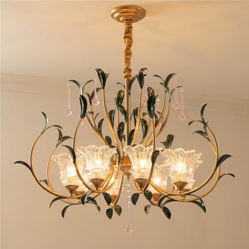 Lustre de salon LED à fleurs création française pour éclairage de villa