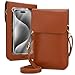 Cadorabo Handytasche zum Umhängen kompatibel mit HTC ONE E8-kleine Handtasche mit Handyfach und Sichtfenster, Handy Umhängetasche mini für ONE E8, 2 Fächer, PULeder, Damen, BRAUN