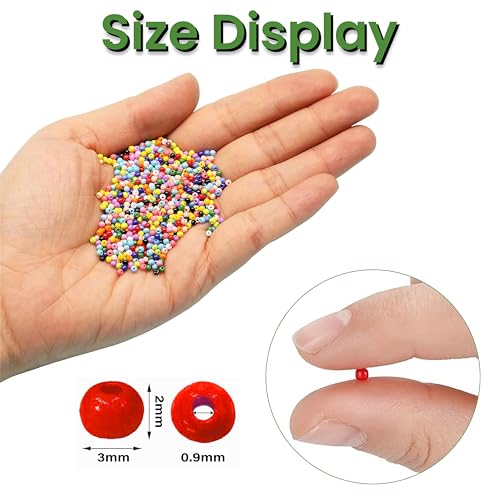 INDIKONB 7500 Multicolour Seed Beads Set - 8/0 Size (Bead Size 3mm), Bright Assortment, 15 Colors, Small Glass Beads