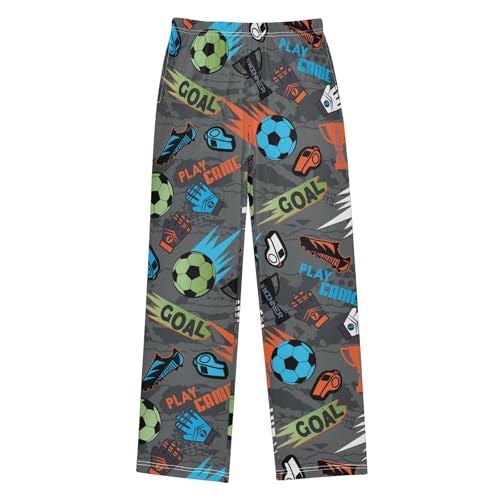 Boys' Pants Football Soccer Goal Long Bottoms Jogger Pants Elastic Waist Trousers with Pockets S-XL