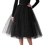 FAMILIZO_Faldas Cortas Mujer Verano Faldas Tubo De Moda Faldas Tul Mujer Faldas Altas De Cintura Faldas Acampanadas De Mujer Mini Faldas Tutu Tulle Vestidos (Talla única, Negro)