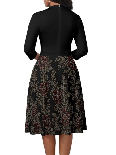 Image of PinkPatty Women's Casual A-line Midi Dresses 3 /4 Sleeve V Neck Fit and Flare Dress with Pockets