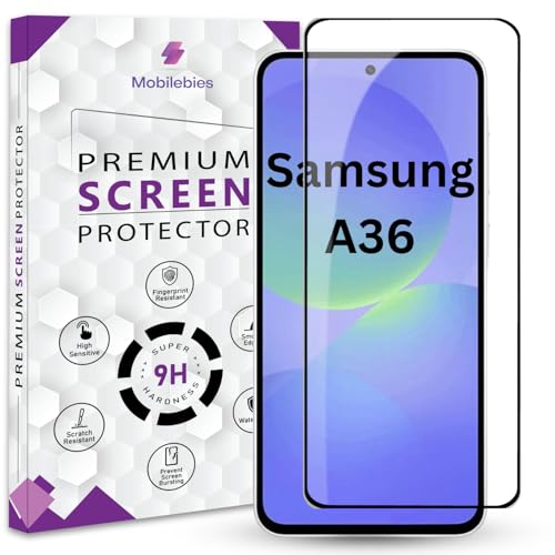 Image of Premium Tempered Glass Screen Protector Guard For Samsung A36 (6.7 Inch, Pack of 1) |HD Clear Edge to Edge Coverage With Easy to installation kit