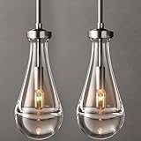 RINGRAIN Raindrop Pendant Lights Set of 2,Kitchen Island Hanging Light Fixtures, Modern Art Raindrop