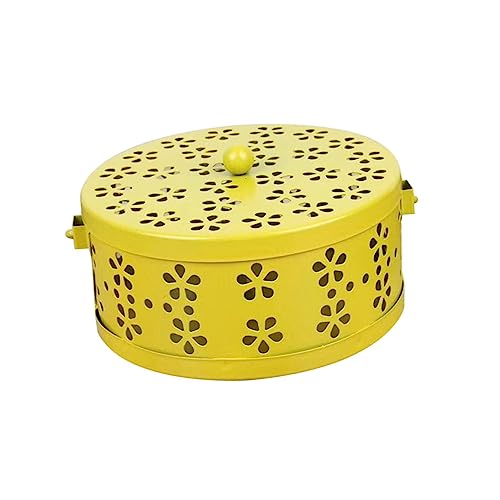 NUOLUX 箱 レトロな蚊取り線香ケース 中空蚊取り線香ケース コイル香炉 香コイルバーナー コイルホルダー スタンド 蚊よけ バーナー ポータブルバーナー Yellow