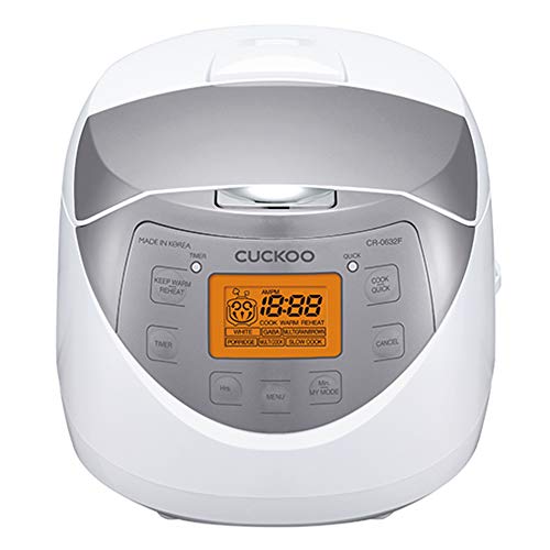 CUCKOO Rice Cooker 6 Cup Uncooked / 12 Cup Cooked, Korean Fuzzy Logic Rice Cooker Small with Delay Timer & Keep Warm Setting, Versatile Food Steamer for Cooking, Non-Stick Inner Pot, Silver (CR-0632F)