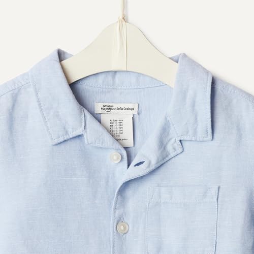 Image of Amazon Essentials x Sofia Grainge Toddlers and Baby Boys' Cotton Linen Short Sleeve Shirt & Shorts Play Set