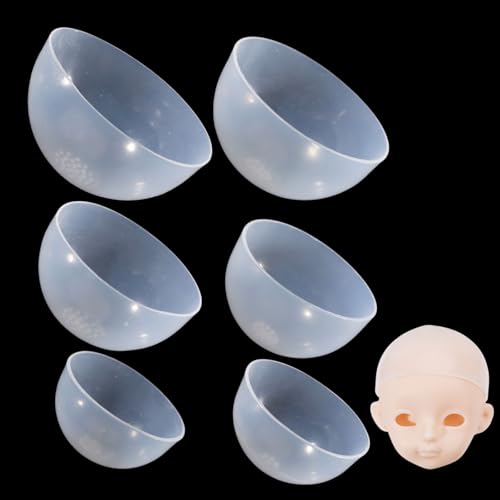 GLOBLELAND 6Pcs 6Sizes Doll Head Silicone Wig Cap BJD Doll Cover Non Slip High Elasticity Silicone Hair Wigs Cover for DIY Doll Making