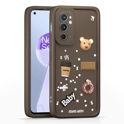 Image of Pikkme Back Cover for Oneplus 9RT 5G | Cute Fun Cartoon 3D Bear Silicone Full Body Protection Bumper Case (Brown)