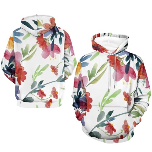 Sweatshirt aquarelle fleurs unisexe pull finitions soignées en taille S
