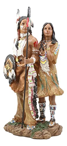 Figura Decorativa Pareja Guerrera Nativa Americana 12.5 pulg miniatura 2