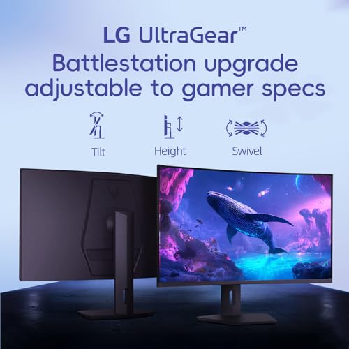 Image of LG 32 inch Ultragear Curved Gaming Monitor, QHD, VA Panel, 180Hz, 1ms GtG, AMD FreeSync Compatible, HDR10, sRGB 99% Color, HDMI, DisplayPort, Height /Tilt /Swivel Adjustable Stand, Black