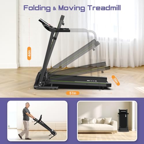 Walking Treadmill for Seniors with Handrails - Recovery Fitness Exercise Machine for 300lbs Capacity, Foldable Treadmills for Home with Heart Rate Monitoring, Holder for Phone & Cup - Image 4