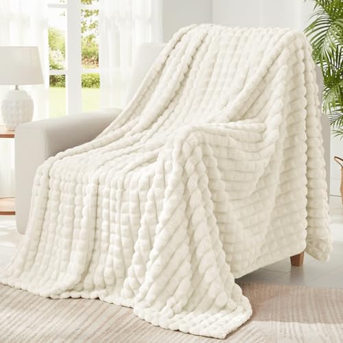BEDELITE Kuscheldecke Flanell Flauschig, Creme Weiß, 125 x 150 cm – Ansicht 3