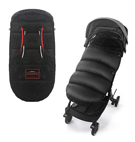 3 en 1 Bébé Chancelière Universelle pour Poussette Landau, Kalavika Sac de Couchage Bébé Couverture D'emmaillotage pour Hiver (Noir) Cover