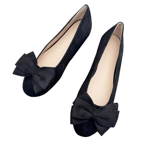 Hee grand Fashion Bowknot Flats for Women Cute Round Toe Slip On Ballet Flats Comfortable Work Shoes Dress Shoes