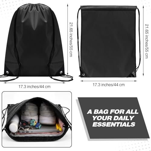 Image of Shappy Drawstring Backpack Bulk Sports Gym Cinch Bag Polyester String Bag for Men Women(Black,50 Pcs)