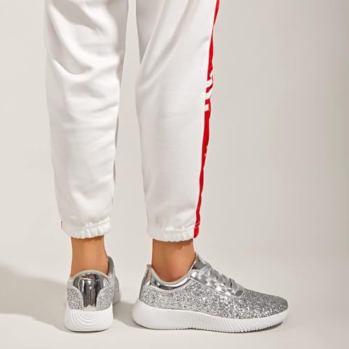 LUCKY STEP Women's Glitter Shoes Sparkly Lightweight Metallic Sequins Tennis Sneakers - Image 6