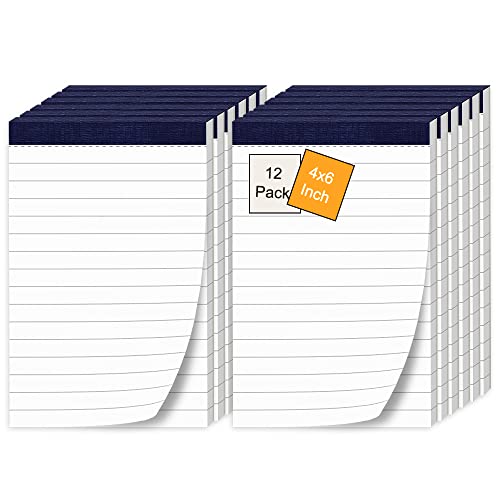 12 blocs de notas de 10 x 15 cm, pautados, para escritura, fáciles de arrancar, 30 hojas cada uno, pauta estrecha, miniblocs de bolsillo para planificación diaria y organización del trabajo, blancos